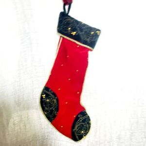 Vtg Red & Green Velvet Christmas Stocking